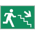 Señal de “Salida abajo derecha” poliestireno fotoluminiscente 297x210