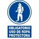 Señal de Uso obligatorio de ropa protectora poliestireno blanco 297x210