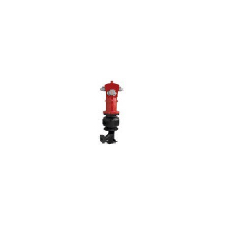 Hidrante de columna seca de 3” (DN80) con 1 salida de 70 mm + 2 salidas de 45 mm. Toma curva a tubería.