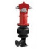 Hidrante de columna seca de 3” (DN80) con 1 salida de 70 mm + 2 salidas de 45 mm. Toma curva a tubería.
