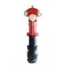 Hidrante de columna seca de 4” (DN100) con 1 salida de 100 mm + 2 salidas de 70 mm. Toma recta a tubería. Con Carrete de 300mm