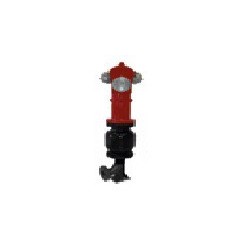 Hidrante de columna seca de 4” (DN100) con 1 salida de 100 mm + 2 salidas de 70 mm. Toma curva a tubería.